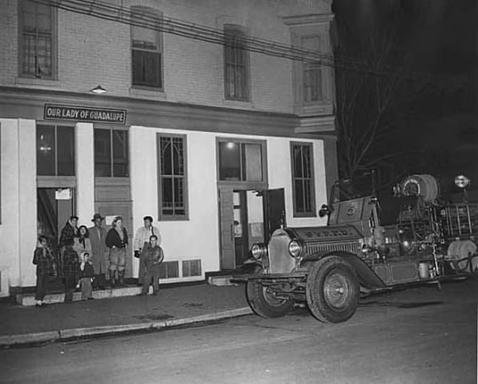 Black and white photograph of Our Lady of Guadalupe Church, 186 East Fairfield, c.1951.