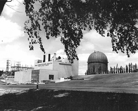 Black and white photograph of the Rural Cooperative Power Association at Elk River, 1960.