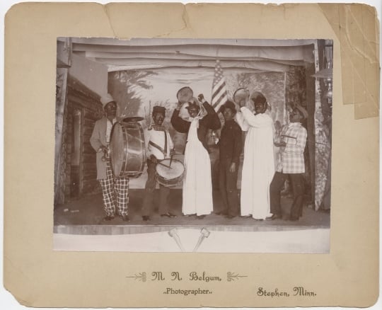 Members of a Salvation Army team put on a blackface minstrel show in Stephen, Minnesota, in January and February of 1887.