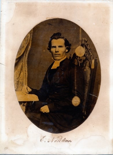 Black and white photograph of Rev. Eric Norelius, founder of the school that would become Gustavus Adolphus College.