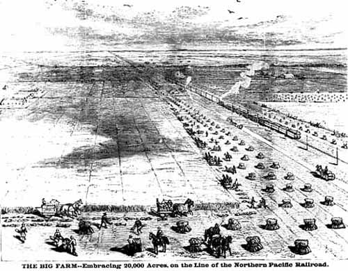 Engraving of a bonanza farm, 1879.