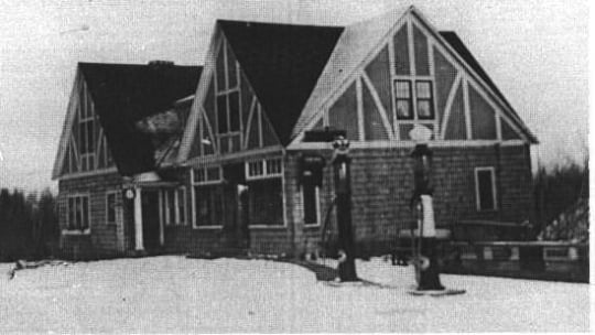 Black and white photograph of the Stickney Inn and Store, facing east, ca. 1929.