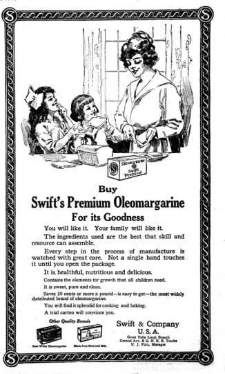 Swift’s oleomargarine newspaper advertisement