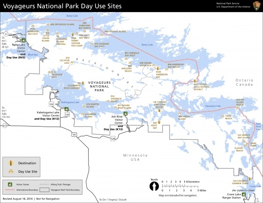 Day-use sites within Voyageurs National Park