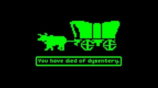 Screenshot from the original Oregon Trail computer game, ca. 1980s. Image by Gameloft, MECC.
