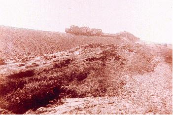 Black and white photograph of a compressional ridge near archway, 1909.