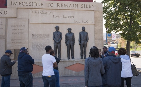 Group in front of Clayton Jackson McGhie Memorial