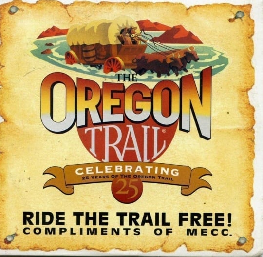Cover art for the Oregon Trail computer game, 1995.