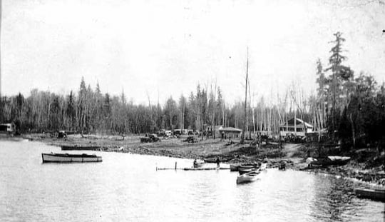 Gappa Landing, on Lake Kabetogama, Virginia and Rainy Lake Lumber Company, ca. 1920.