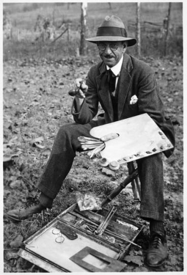 Alexis Jean Fournier with a painter's palette