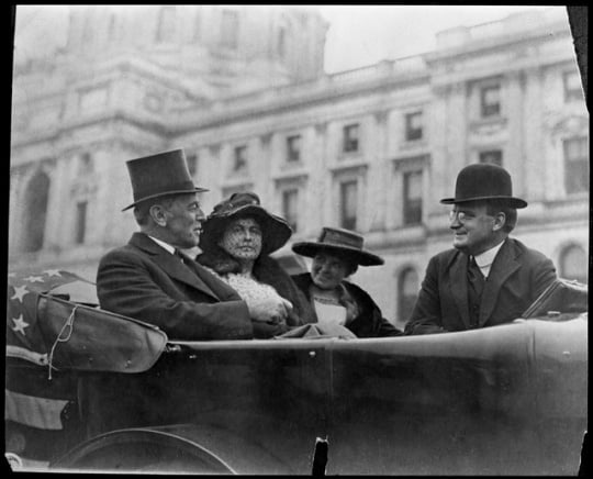 Governor Joseph A. A. Burnquist and Mary Louise Burnquist, with President Woodrow Wilson and Edith Wilson, 1919.