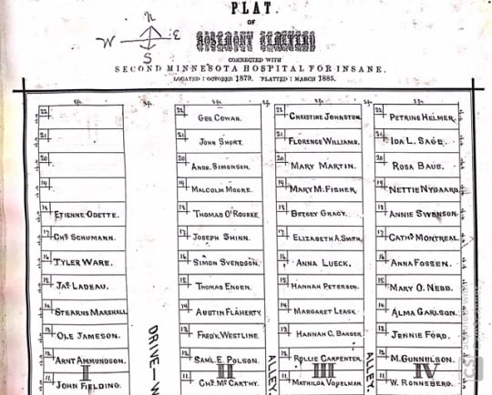 Rochester State Hospital cemetery plat