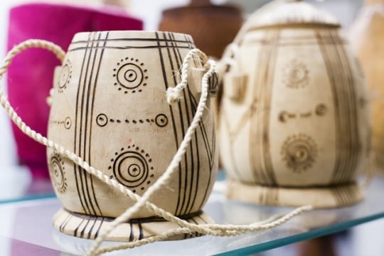 Photograph of dhiil gori ah (dee-l ɡəʊ-ri ɑh or dee-l go-ri ah wooden milk container)