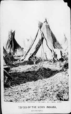 Tepees of Sioux Indians below Fort Snelling