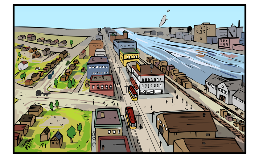 A bird's-eye view of the neighborhood.