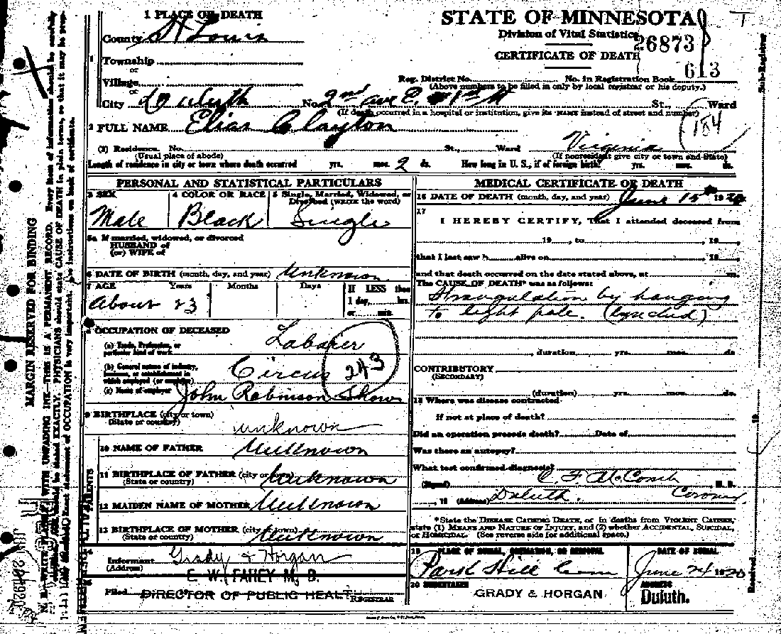 Elias Clayton. No. 26873.