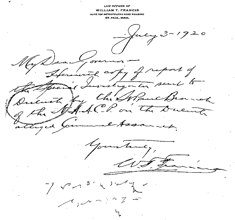 &quot;Operative Morgan&quot; Report, June 28, 1920.--Report(s) (gif)