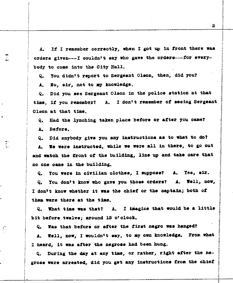 Investigation of the Lynching and Rioting on Tuesday night, June 15, 1920, at Duluth, Minnesota. Conducted by Adjutant General W. F. Rhinow.--Report(s) (gif)