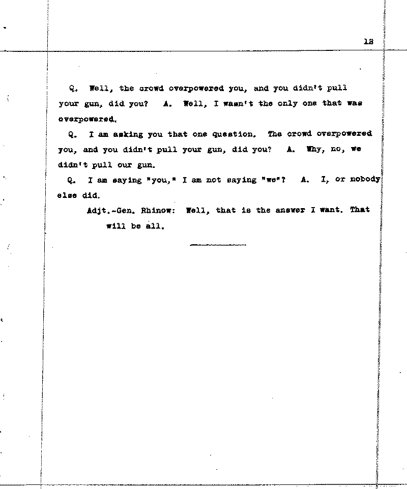 Investigation of the Lynching and Rioting on Tuesday night, June 15, 1920, at Duluth, Minnesota. Conducted by Adjutant General W. F. Rhinow.--Report(s) (gif)