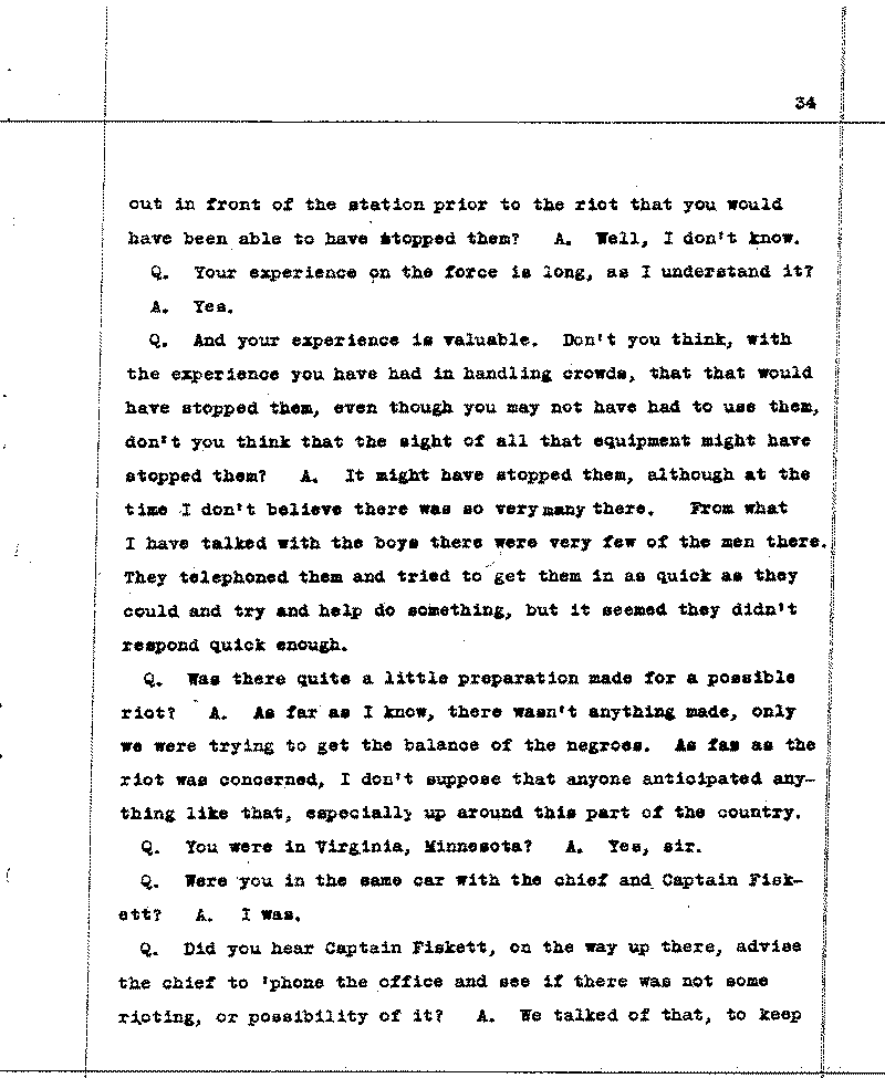 Investigation of the Lynching and Rioting on Tuesday night, June 15, 1920, at Duluth, Minnesota. Conducted by Adjutant General W. F. Rhinow.--Report(s) (gif)