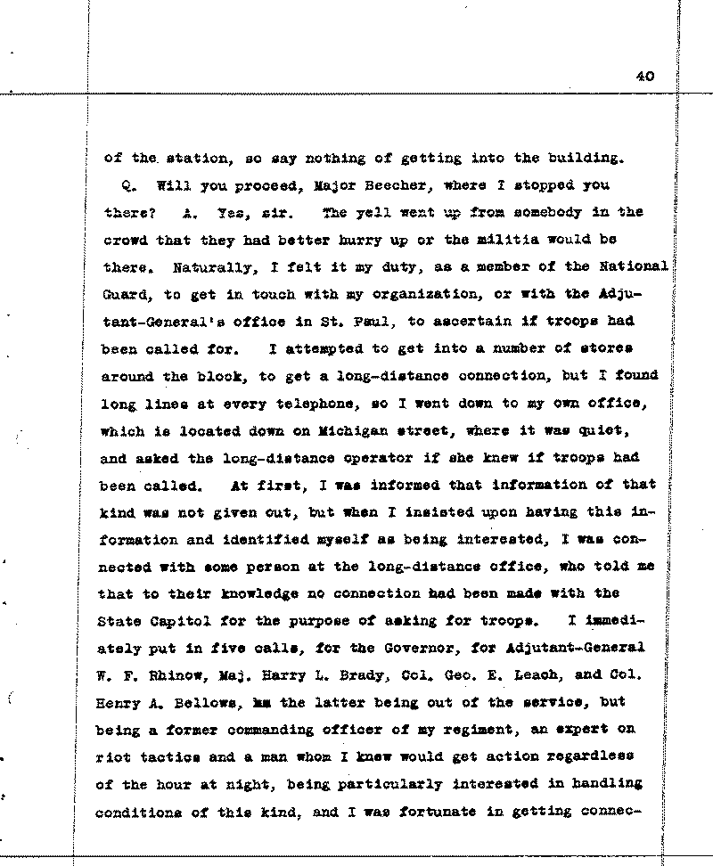 Investigation of the Lynching and Rioting on Tuesday night, June 15, 1920, at Duluth, Minnesota. Conducted by Adjutant General W. F. Rhinow.--Report(s) (gif)