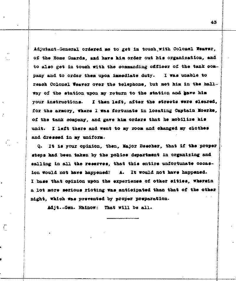 Investigation of the Lynching and Rioting on Tuesday night, June 15, 1920, at Duluth, Minnesota. Conducted by Adjutant General W. F. Rhinow.--Report(s) (gif)