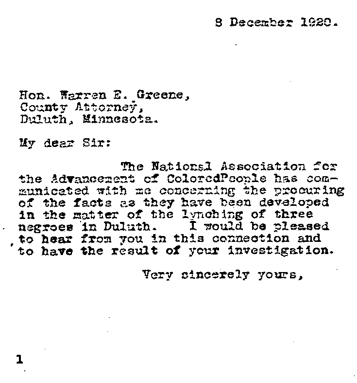 Letter from J. A. A. Burnquist to Warren E. Greene, December 8, 1920.