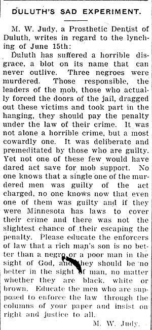 Judy, M. W.,Duluth's Sad Experiment.