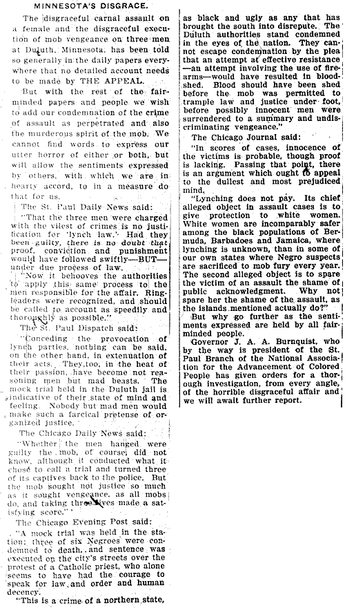 Minnesota's Disgrace.