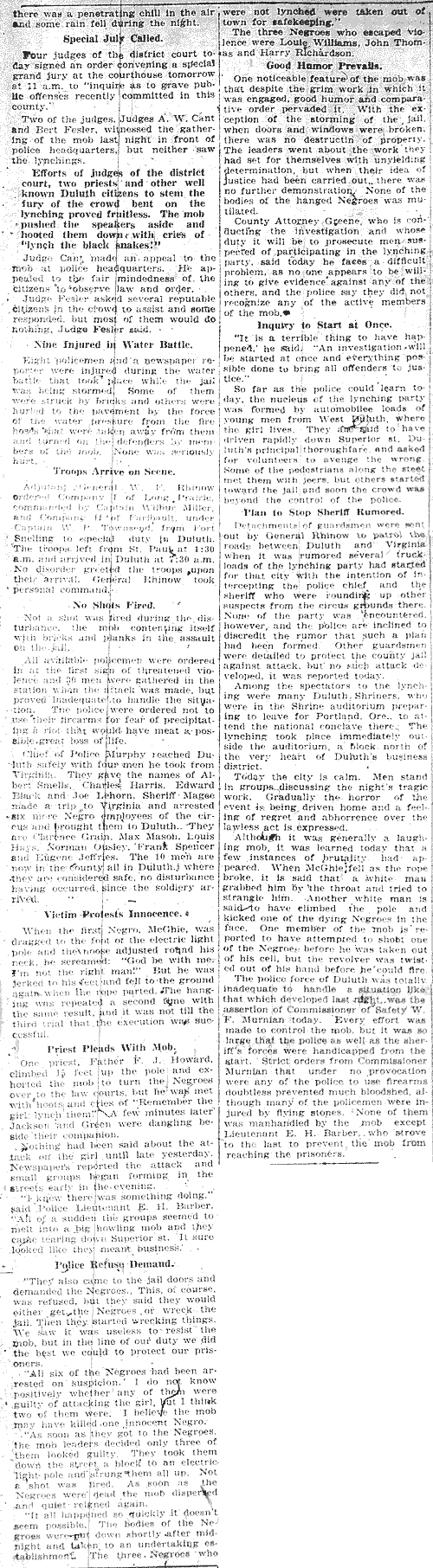 Troops Guard Duluth After Lynching of 3.--Newspaper(s) (gif)