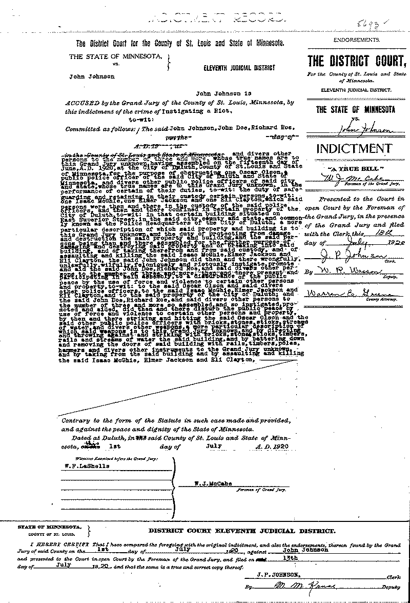 John Johnson.  Case File No. 5693.  June-August 1920.