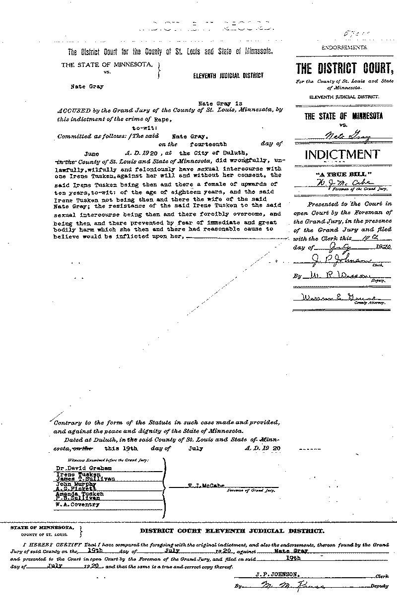 Nate Gray. Case File No. 5701.  June-August 1920.