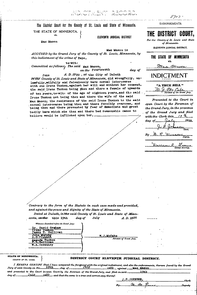 Max Mason.  Case File No. 5703.  June-August 1920.