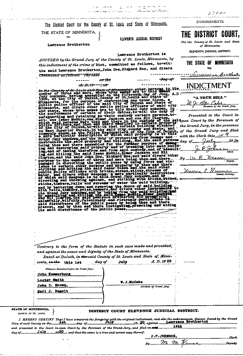 Lawrence Brotherton. Case File No. 5705.  June-August 1920.