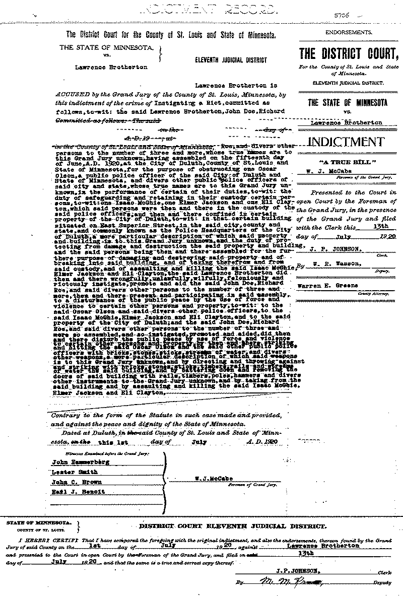 Lawrence Brotherton.  Case File No. 5706.  June-August 1920.