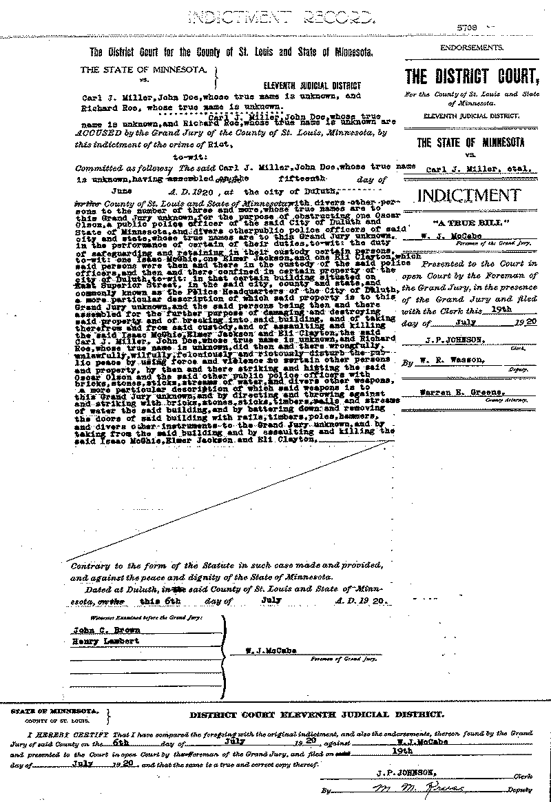 Carl J. Miller.  Case File No. 5708.  June-August 1920.