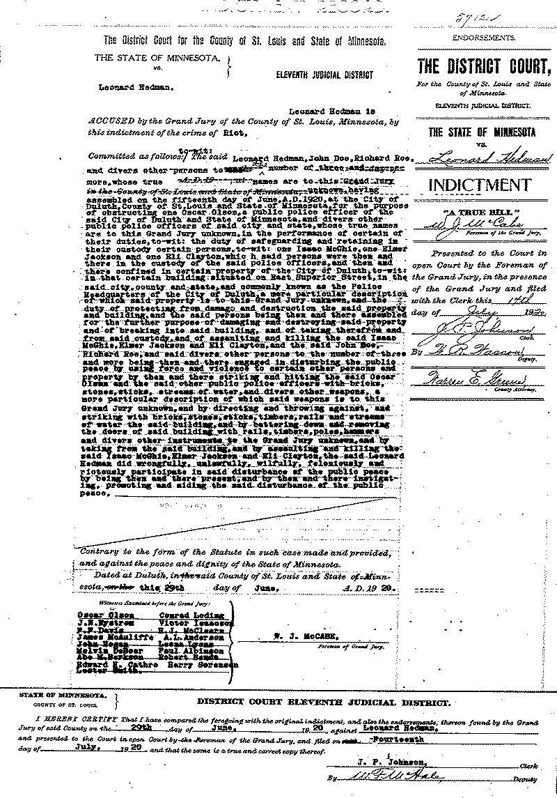 Leonard Hedman.  Case File No. 5712.  June-August 1920.