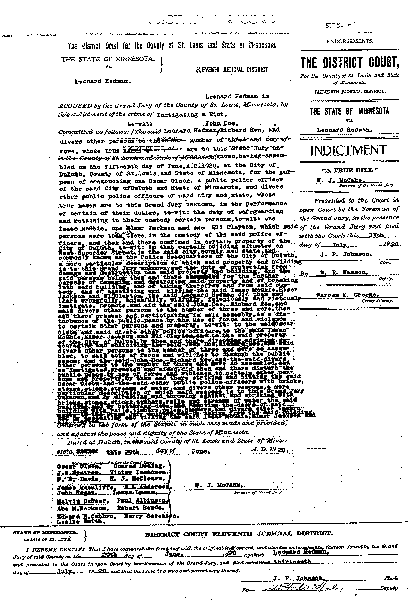Leonard Hedman.  Case File No. 5713.  June-August 1920.