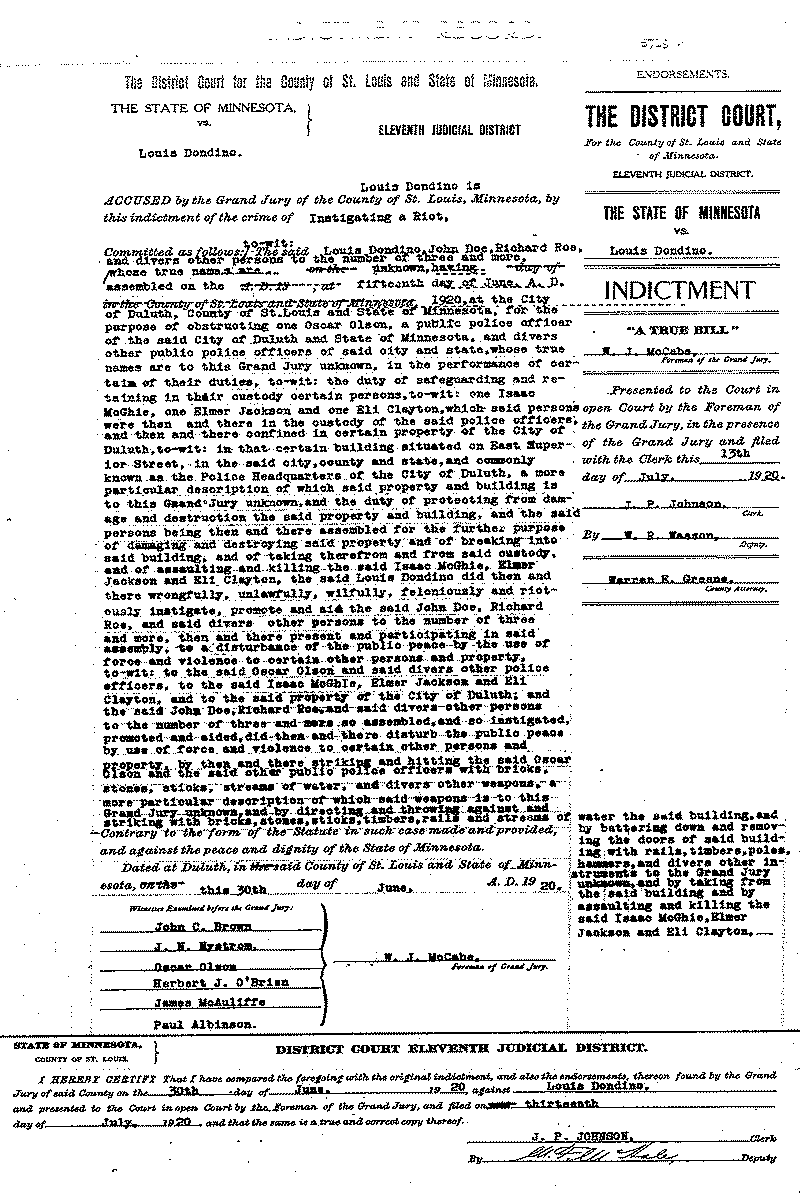 Louis Dondino.  Case File No. 5719.  June-August 1920.