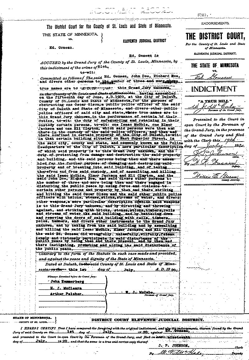 Ed Goneau.  Case File No. 5720.  June-August 1920.