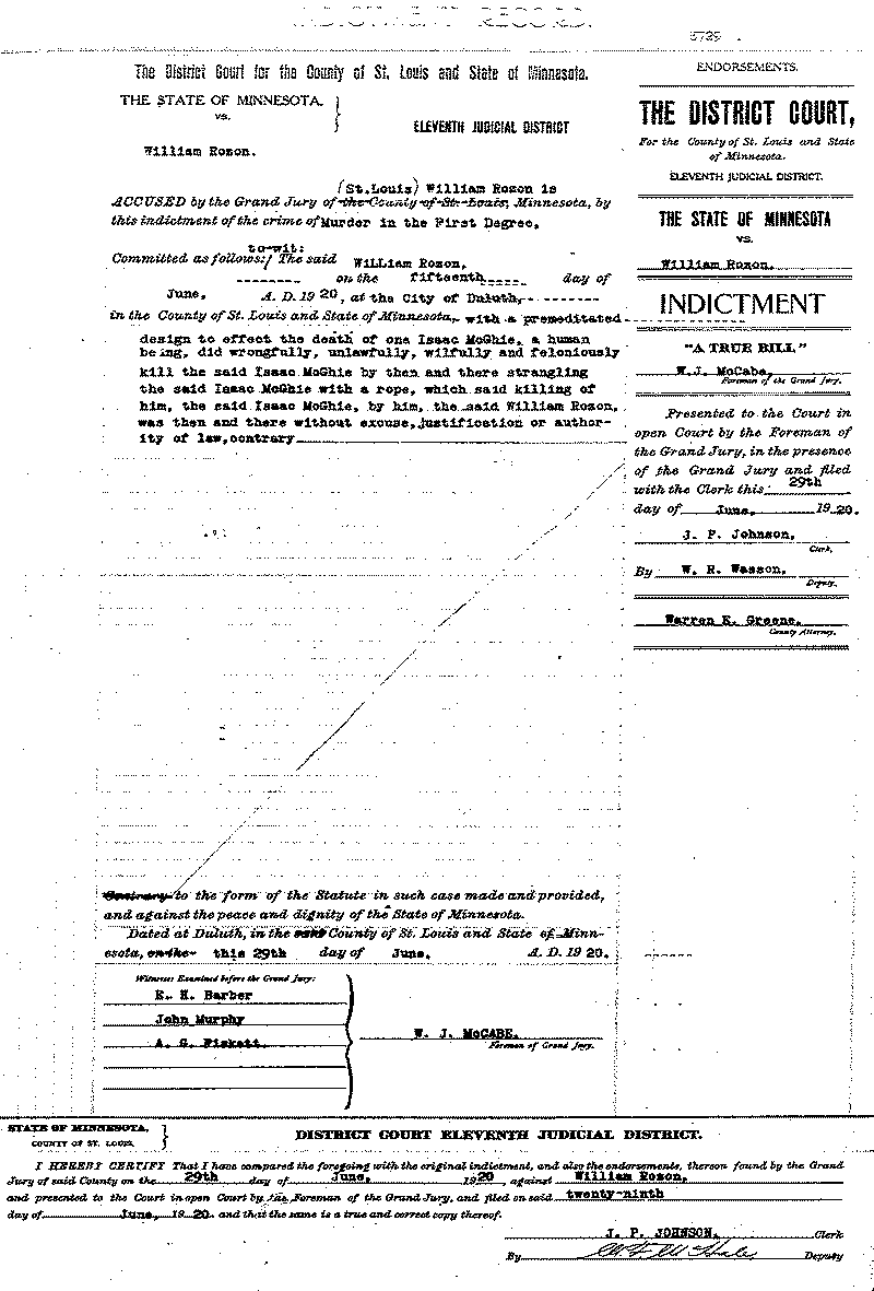 William Rozon.  Case File No. 5729.  June-August 1920.