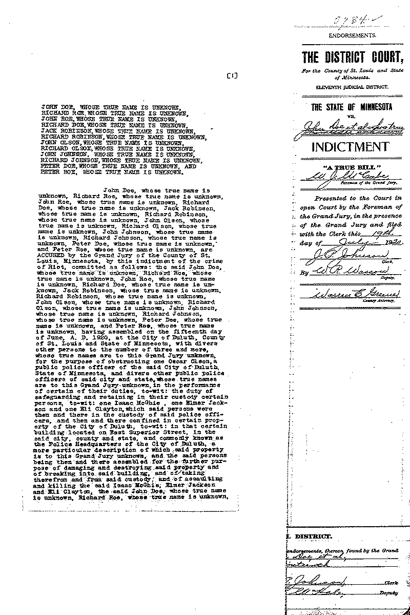 John Doe, et al. Case File No. 5734. June-August 1920.--Gov't Record(s)--Indictment Record (gif)