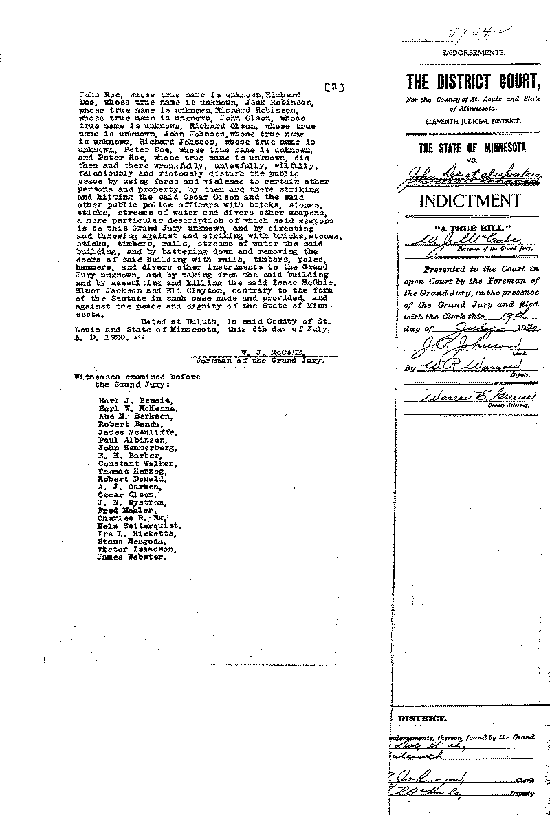 John Doe, et al. Case File No. 5734. June-August 1920.--Gov't Record(s)--Indictment Record (gif)