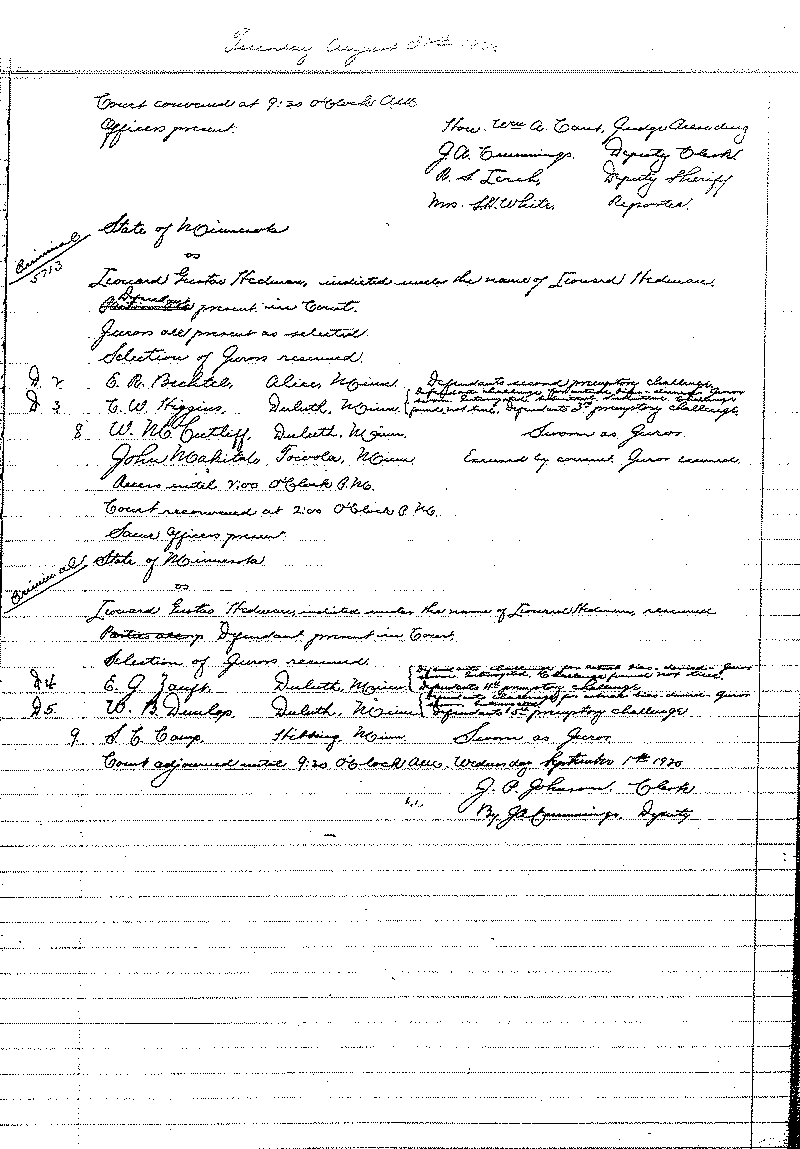 August 1920-February 1921. Selected pages 1-152.--Gov&#039;t Record(s)--Criminal Journal (gif)