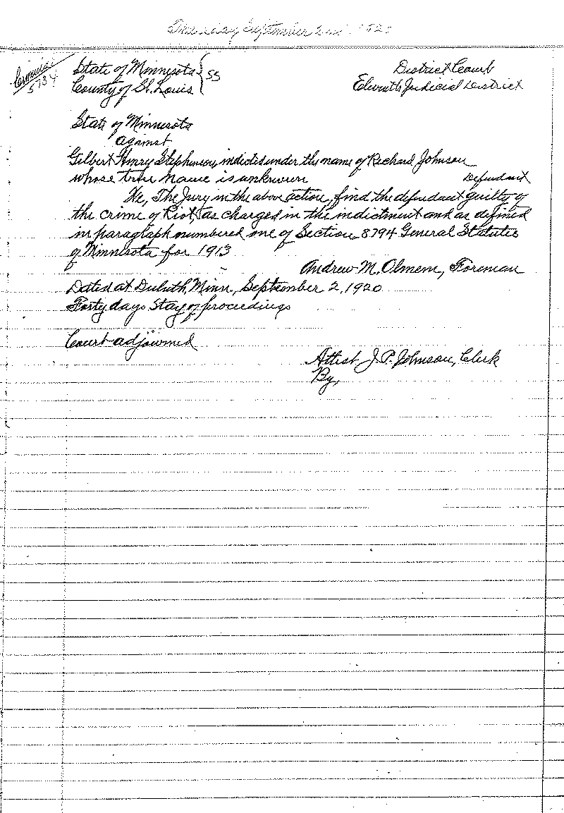 August 1920-February 1921. Selected pages 1-152.--Gov&#039;t Record(s)--Criminal Journal (gif)