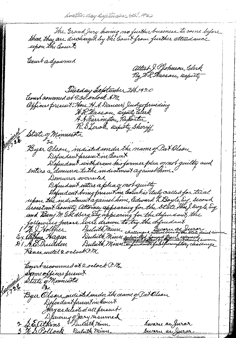 August 1920-February 1921. Selected pages 1-152.--Gov&#039;t Record(s)--Criminal Journal (gif)