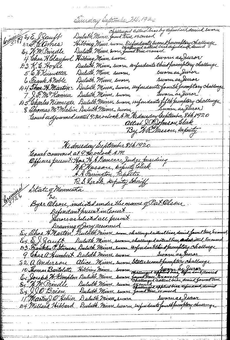 August 1920-February 1921. Selected pages 1-152.--Gov&#039;t Record(s)--Criminal Journal (gif)