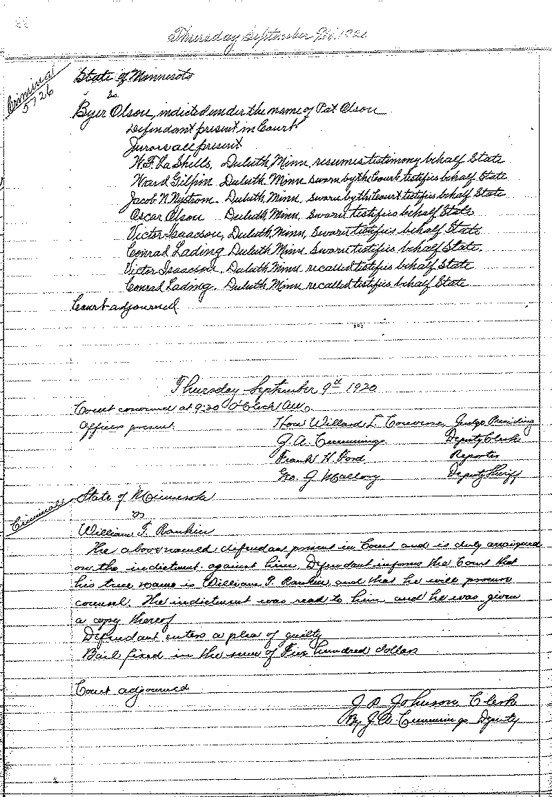 August 1920-February 1921. Selected pages 1-152.--Gov&#039;t Record(s)--Criminal Journal (gif)