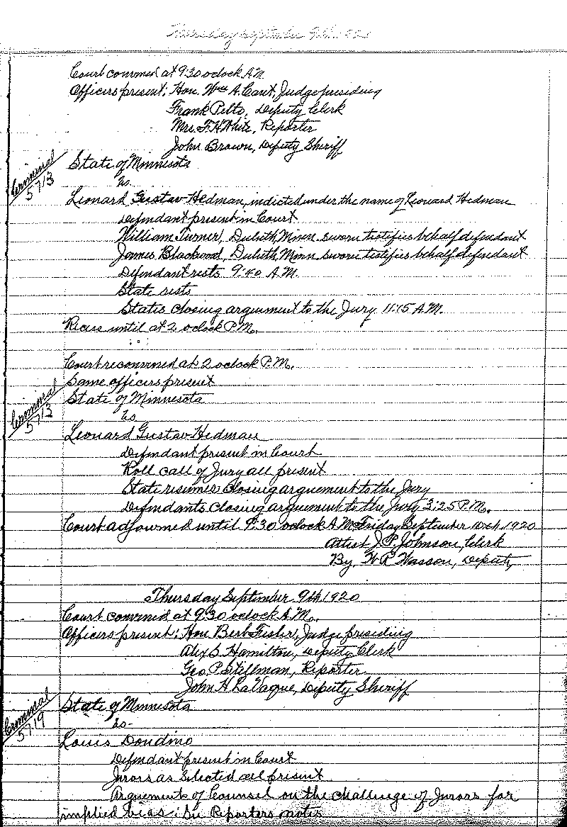 August 1920-February 1921. Selected pages 1-152.--Gov&#039;t Record(s)--Criminal Journal (gif)