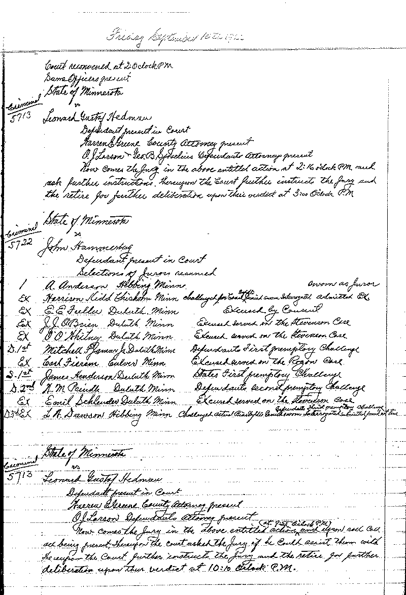 August 1920-February 1921. Selected pages 1-152.--Gov&#039;t Record(s)--Criminal Journal (gif)